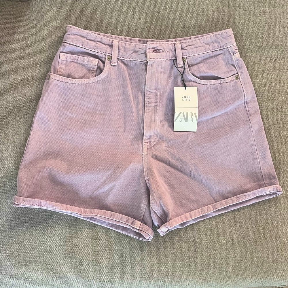 NWT Zara Purple Denim Shorts, Size 10